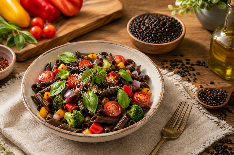 Black Rice Pasta Penne Shape
