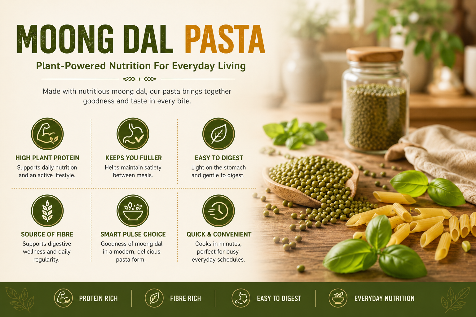 Moong Dal Pasta Penne Shape