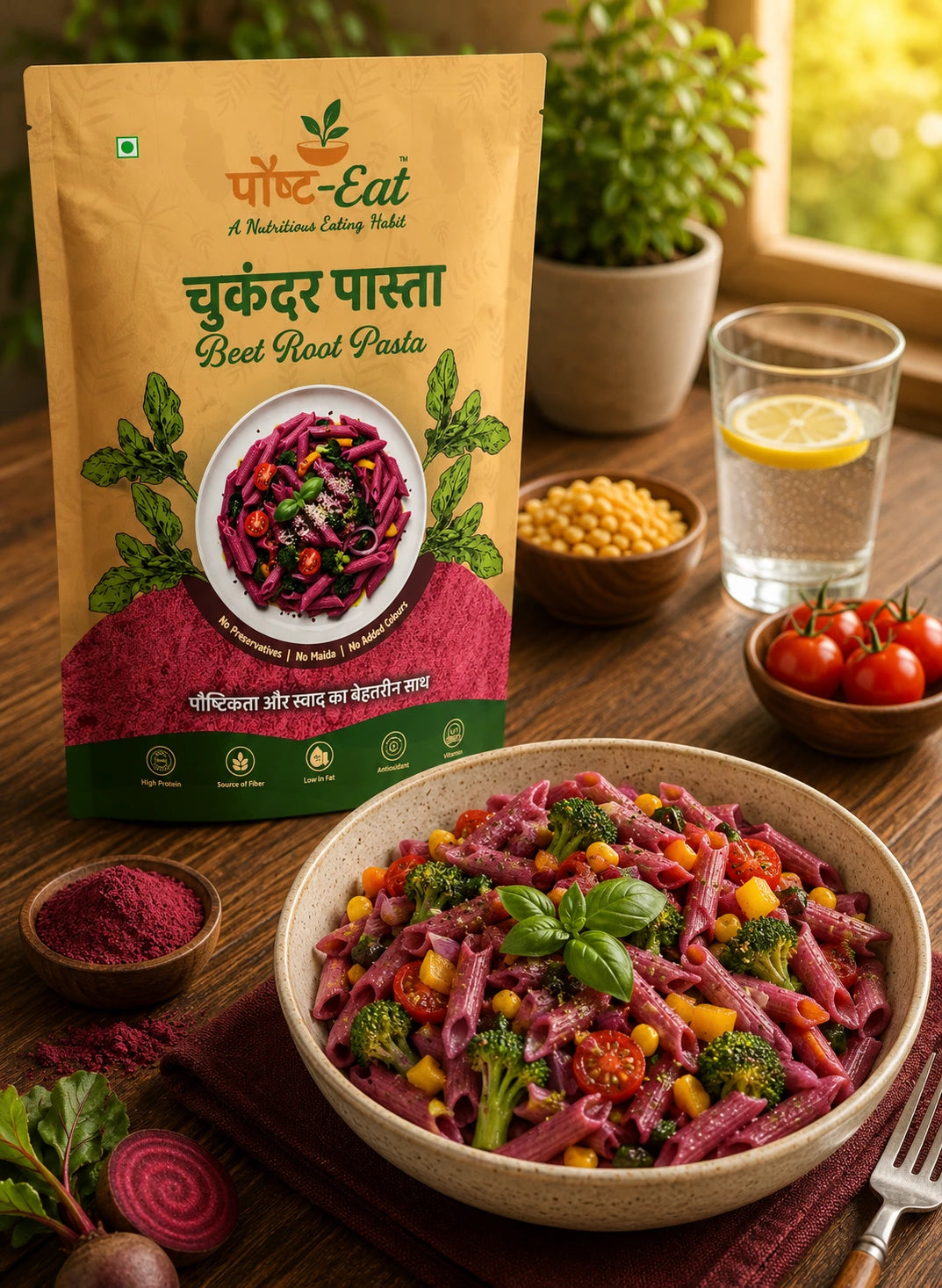 चुकंदर/Beet Root Pasta Penne Shape