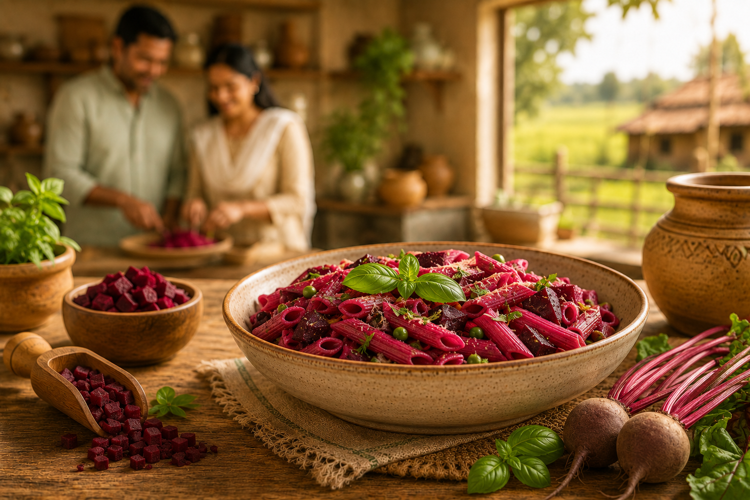Beet Root Pasta Penne Shape
