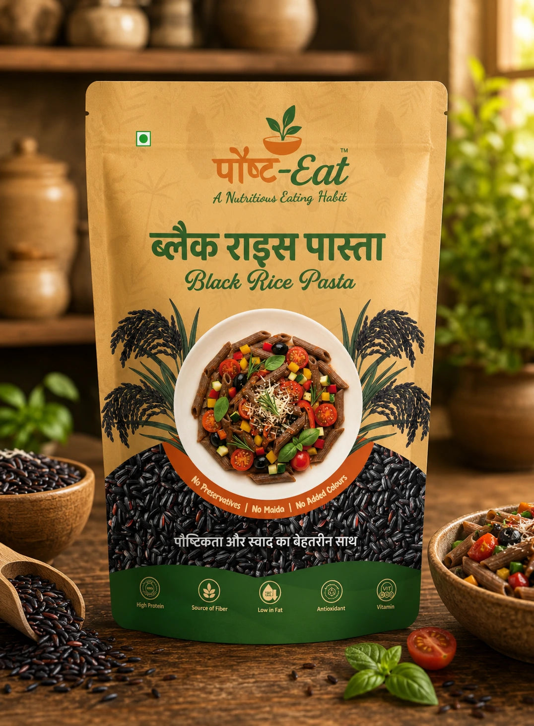 ब्लैक राइस/Black Rice Pasta Penne Shape