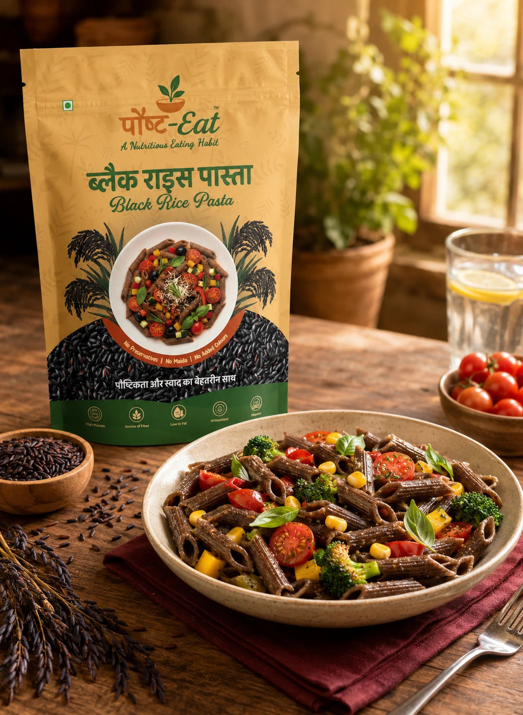 ब्लैक राइस/Black Rice Pasta Penne Shape