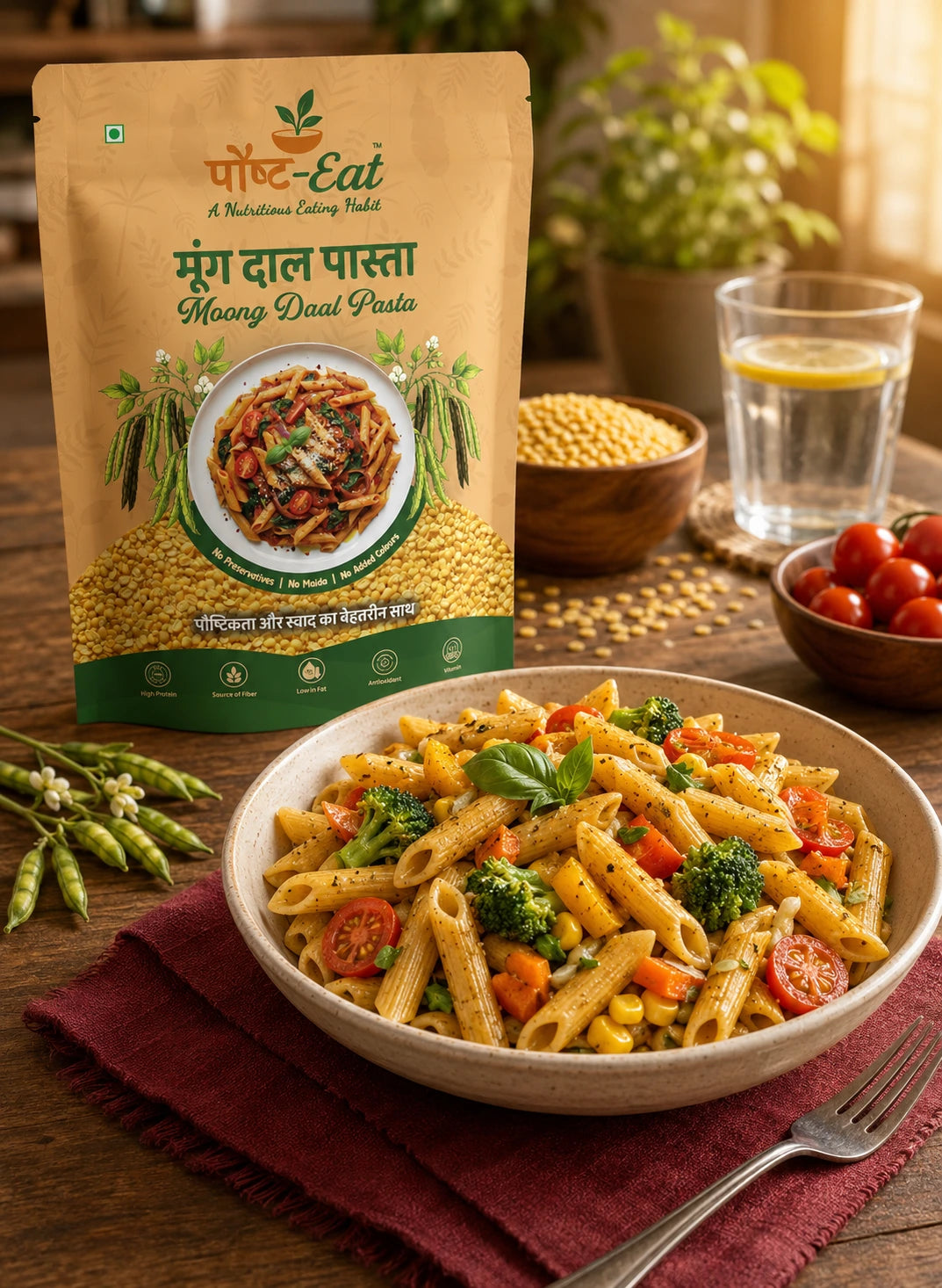 मूंग दाल/Moong Dal Pasta Penne Shape