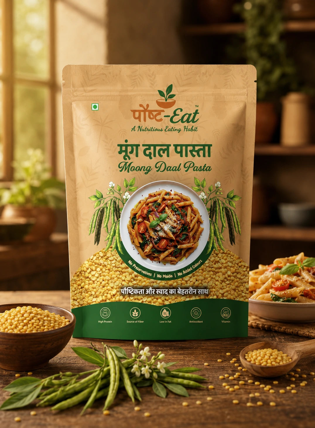 मूंग दाल/Moong Dal Pasta Penne Shape