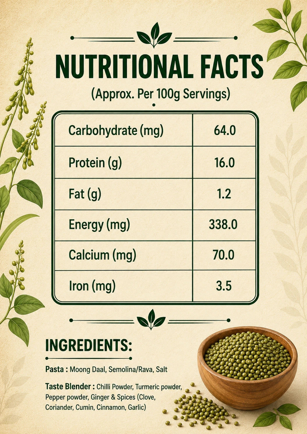 मूंग दाल/Moong Dal Pasta Penne Shape